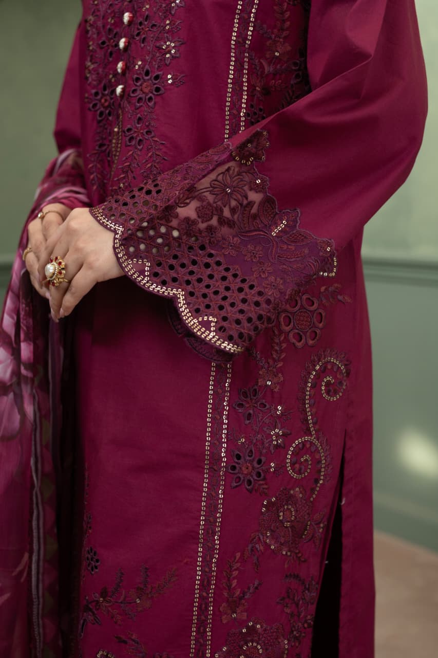 Mastani (magenta rose) 3 pc Embroidered suit