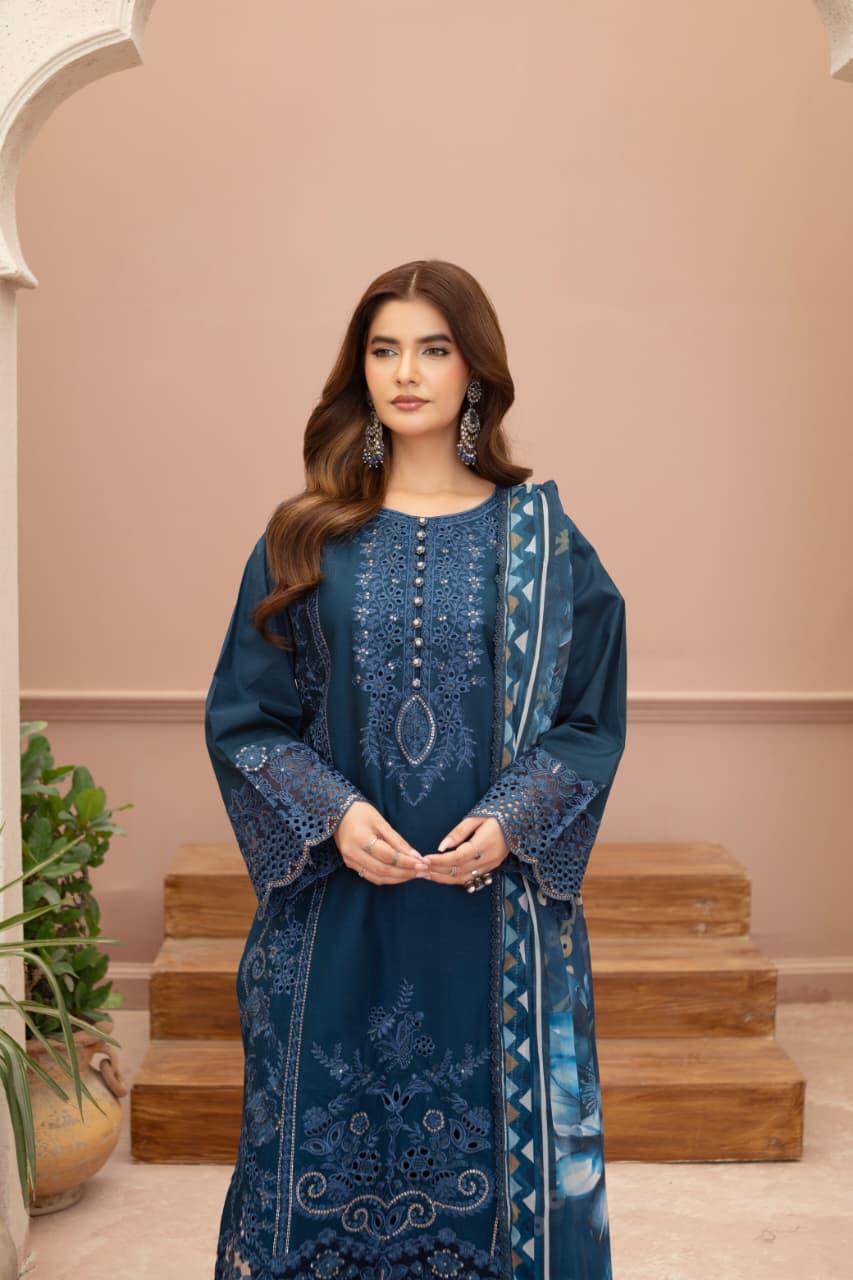 Mastani (Navy Blue) 3 pc Embroidered suit
