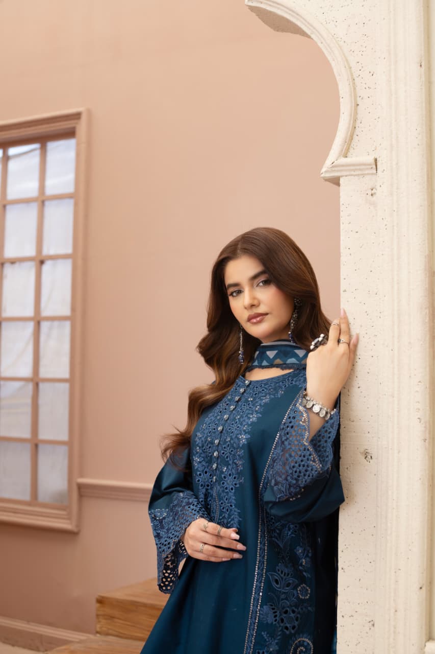 Mastani (Navy Blue) 3 pc Embroidered suit