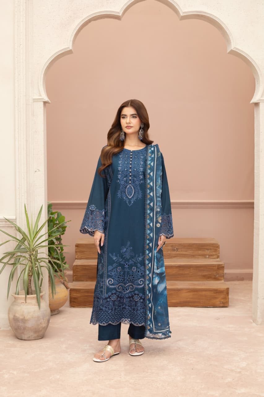 Mastani (Navy Blue) 3 pc Embroidered suit