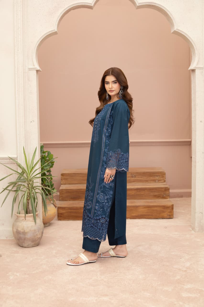 Mastani (Navy Blue) 3 pc Embroidered suit