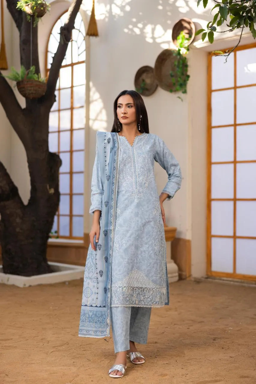 Drape (Embroidered) - 3Pc