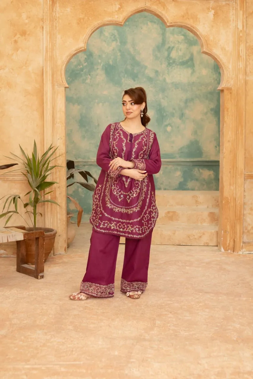 Dastaan (Plum) - 3Pc