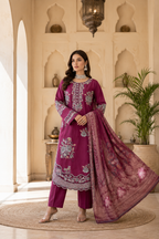 Rhea- plum Embroidered pret (3pc)